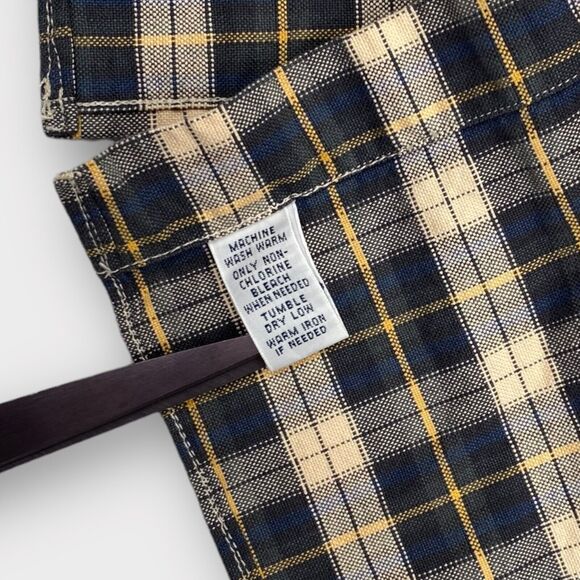 VINTAGE Ralph Lauren Shirt Mens 2XLT Tall Beige Black Check Woven Button Down - Picture 10 of 16